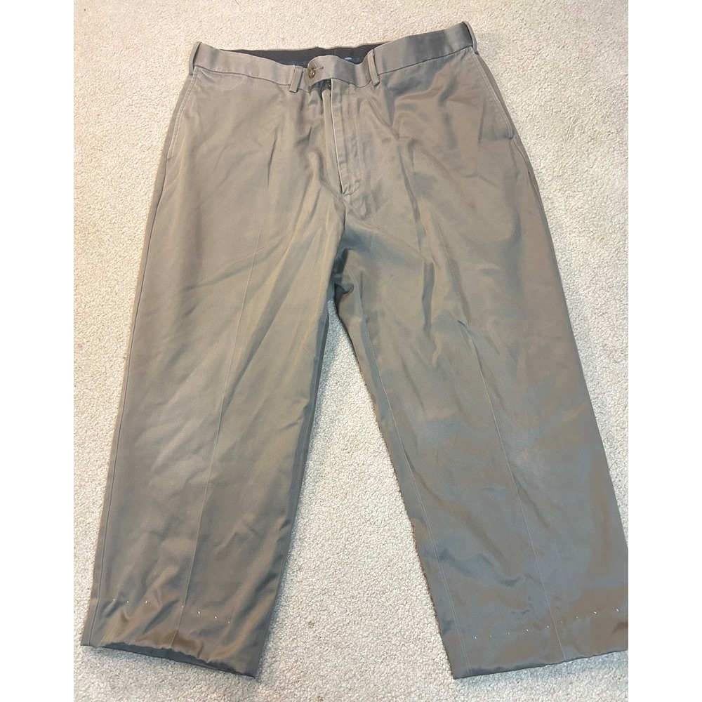 Savane Mens 40x30 Khaki Cotton Pleated Front‎ Dress Pants